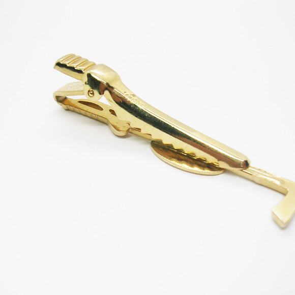 Vintage Tie Clip Clasp Horse whip crop gold tone Anson Equestrian Necktie Holder - Picture 3 of 3